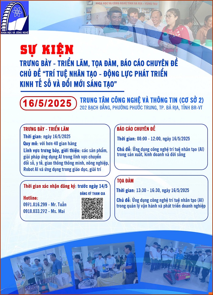 Thư mời Tham dự sự kiện “Trưng bày - Triển lãm, Tọa đàm, Báo cáo chuyên đề về ứng dụng Công nghệ Trí tuệ Nhân tạo (AI) trong sản xuất, kinh doanh và đời sống”