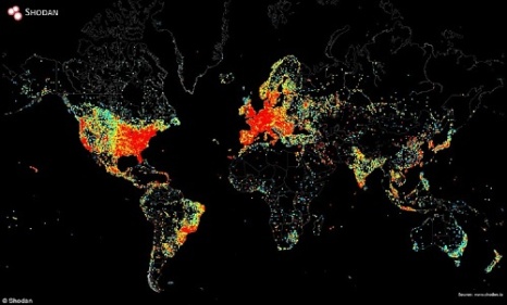 Bản đồ các thiết bị kết nối Internet trên Trái đất