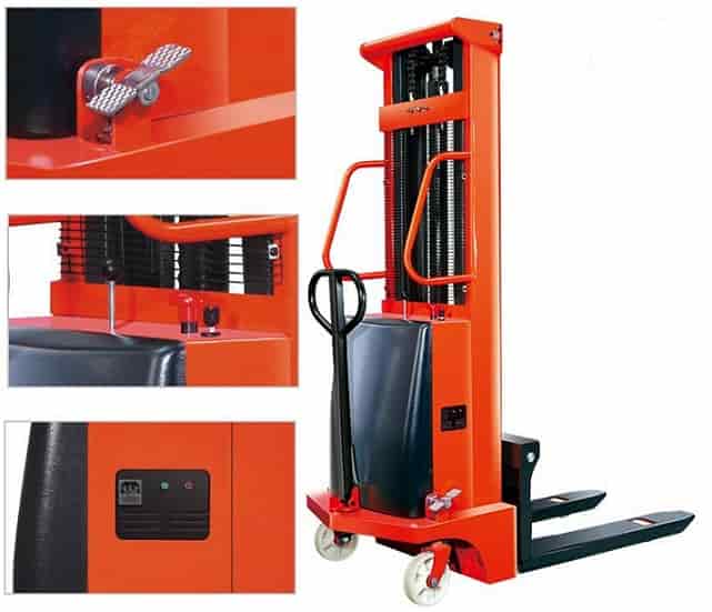 Xe nâng điện bán tự động 2 khung nâng SES1520 nâng 1.5 tấn 2 mét