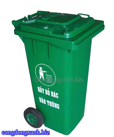 Thùng rác công cộng nhựa HDPE 120L có nắp đậy và bánh xe