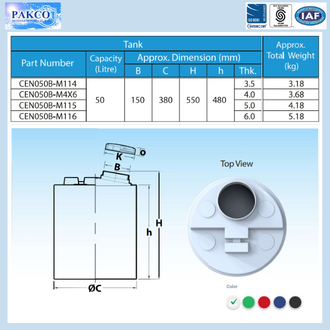 Bồn nhựa TEMA PAKCO Thailand loại 50Lits