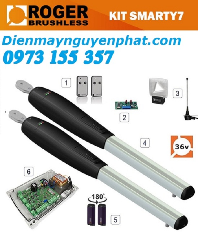 Cổng tay đòn Roger - Smarty7 - 36V - Công Nghệ Không Chổi Than