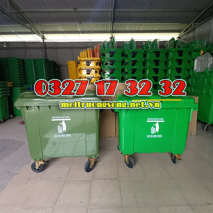 Thùng rác 660 lít HDPE Minh Khang - xe thu gom rác môi trường
