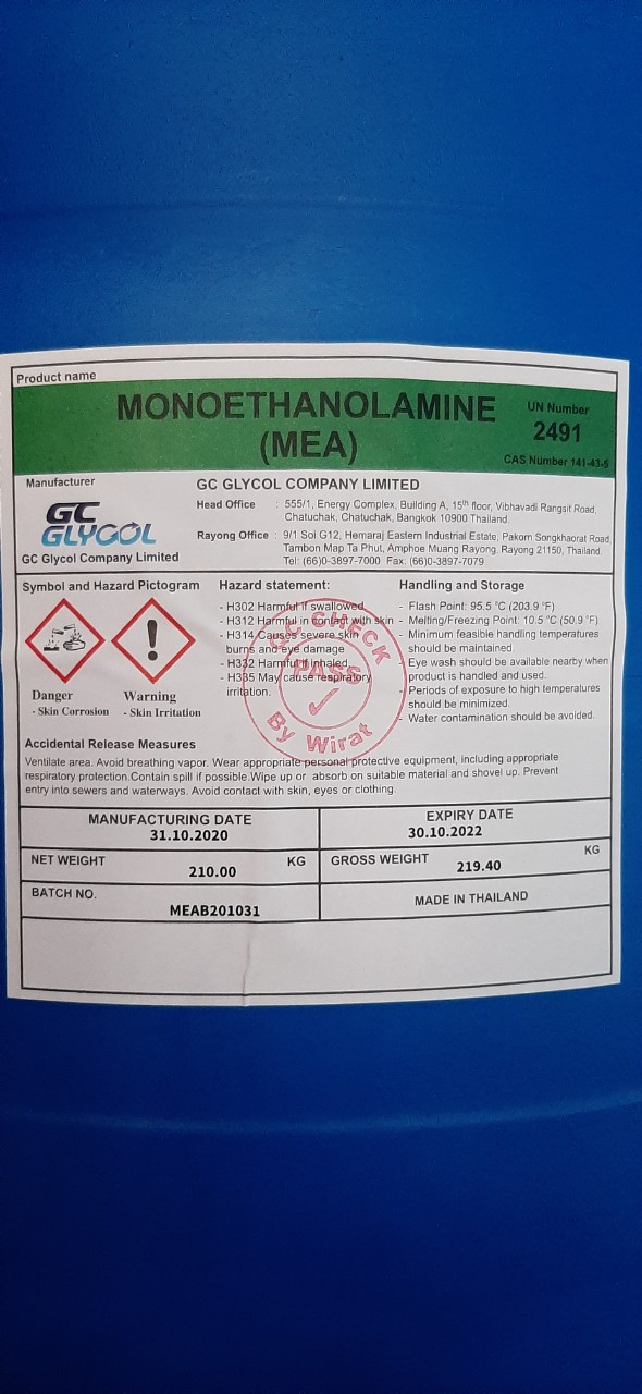 Hóa chất Dung môi MONO ETHANOL AMINE 99% (MEA)