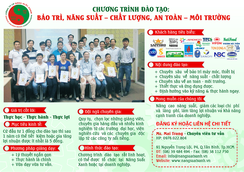 KHÓA HỌC BẢO TRÌ NĂNG SUẤT TOÀN DIỆN – TPM
