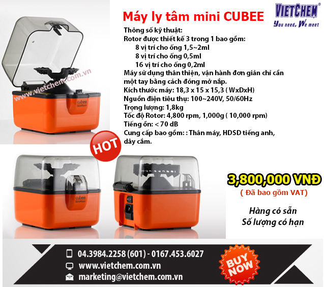 VIETCHEM - Máy li tâm miniCubee GeneReach Đài Loan
