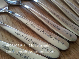 In, Khắc chữ số, logo lên dao, nĩa,… Inox, gỗ, tại Quận 9, Thủ Đức, Đồng Nai, Bình Dương